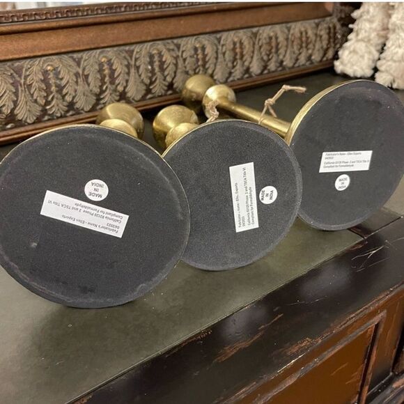 Gold Candlestick Holders | Set of 3 - Picture 3 of 4